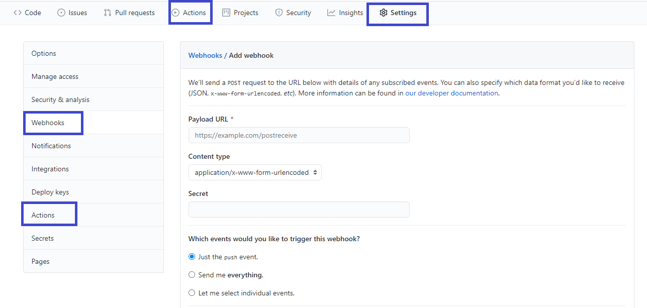 Sendgrid Github - Integrations and Webhooks option in Github